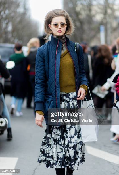 Model Lindsey Wixson outside Chanel on March 7, 2017 in Paris, France.