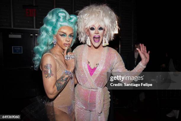 Aja and Thorgy Thor attend "RuPaul's Drag Race" Season 9 Premiere Party & Meet The Queens Event at PlayStation Theater on March 7, 2017 in New York...