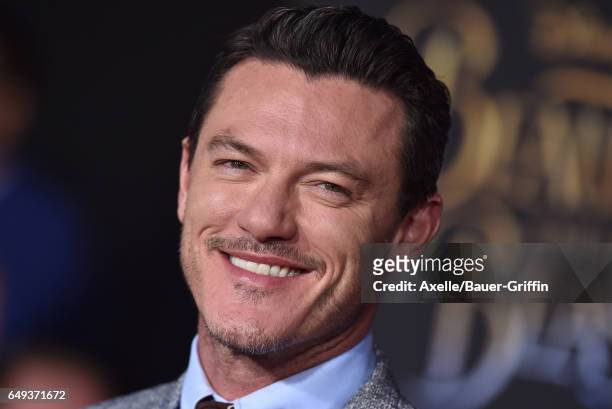 Actor Luke Evans arrives at the Los Angeles Premiere of 'Beauty and the Beast' at El Capitan Theatre on March 2, 2017 in Los Angeles, California.