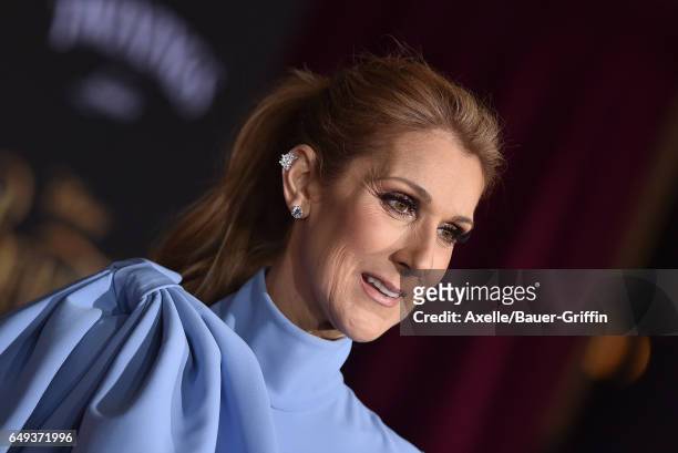 Singer Celine Dion arrives at the Los Angeles Premiere of 'Beauty and the Beast' at El Capitan Theatre on March 2, 2017 in Los Angeles, California.