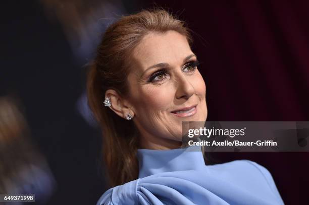 Singer Celine Dion arrives at the Los Angeles Premiere of 'Beauty and the Beast' at El Capitan Theatre on March 2, 2017 in Los Angeles, California.