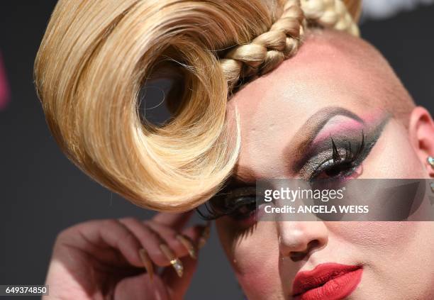 Contestant Eureka O'Hara attends "RuPaul's Drag Race"- Season Premiere party on March 7, 2017 in New York City. / AFP PHOTO / ANGELA WEISS