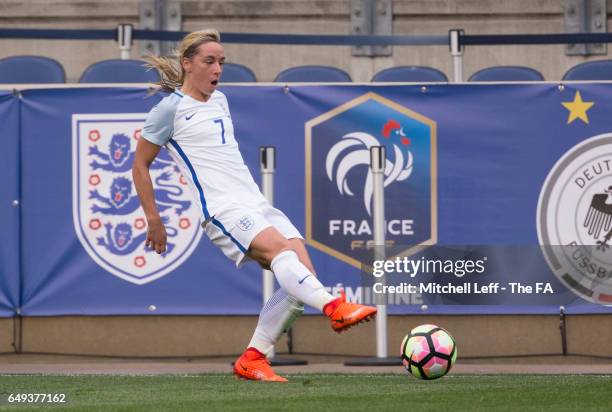 Jordan Nobbs of England passes the ball against France during the SheBelieves Cup at Talen Energy Stadium on March 1, 2017 in Chester, Pennsylvania.