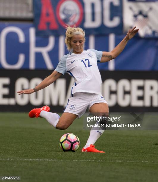 Rachel Day of England passes the ball against France during the SheBelieves Cup at Talen Energy Stadium on March 1, 2017 in Chester, Pennsylvania.