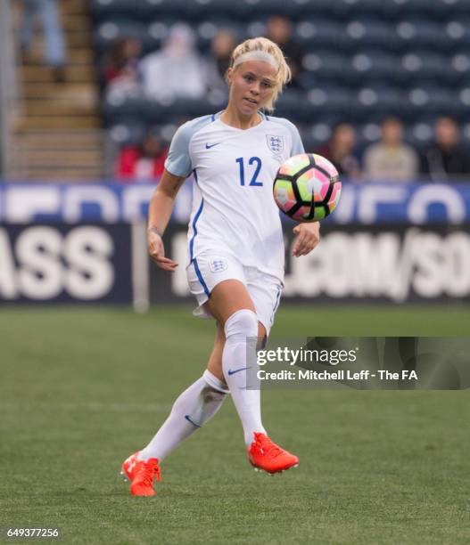 Rachel Day of England passes the ball against France during the SheBelieves Cup at Talen Energy Stadium on March 1, 2017 in Chester, Pennsylvania.