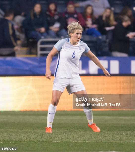 Millie Bright of England plays against France during the SheBelieves Cup at Talen Energy Stadium on March 1, 2017 in Chester, Pennsylvania.