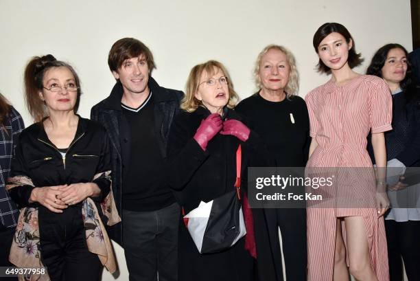 Catherine Ringer from the Rita Mitsouko band, Thomas Dutronc, Bulle Ogier, Agnes B and Lu Shan attend the Agnes B show as part of the Paris Fashion...