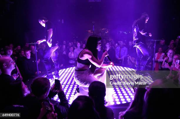 Neil Perry, Kimberly Perry and Reid Perry of The Band Perry perform onstage during their "Welcome To My Bad Imagination - A Series of Pop-up Shows"...