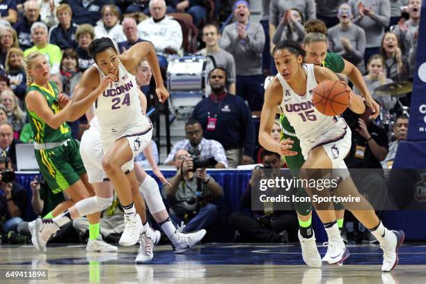 UConn Huskies guard Gabby Williams and UConn Huskies guard/forward Napheesa Collier starts the fast break during the first half of the American...