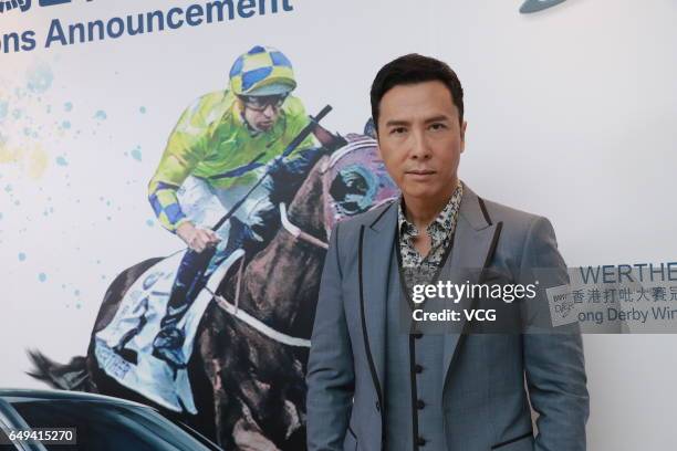 Actor Donnie Yen attends the press conference of BMW Hong Kong Derby Selections Announcement on March 8, 2017 in Hong Kong, China.