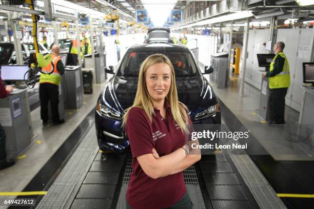 Claire Noonan at the Jaguar Land Rover factory on March 1, 2017 in Solihull, England. The photoshoot was one of a series of portrait sessions, to...