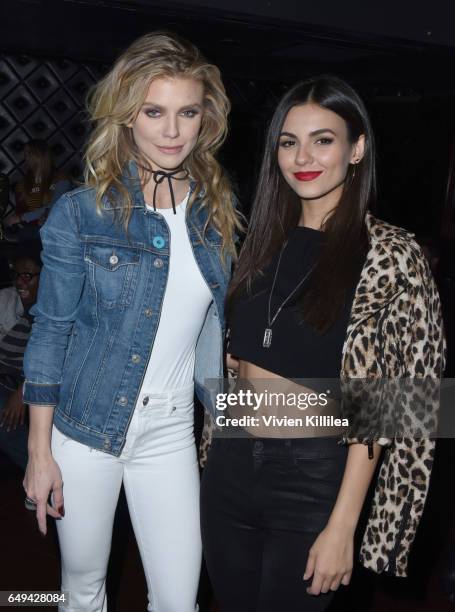 AnnaLynne McCord and Victoria Justice attend a private event hosted by Hudson at Hyde Staples Center for a Red Hot Chili Peppers concert on March 7,...