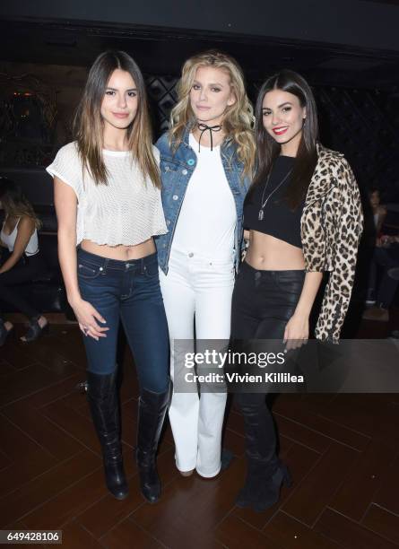 Madison Reed, AnnaLynne McCord and Victoria Justice attend a private event hosted by Hudson at Hyde Staples Center for a Red Hot Chili Peppers...