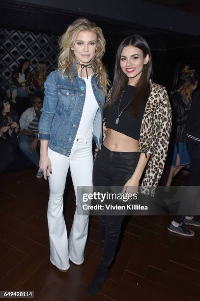 AnnaLynne McCord and Victoria Justice attend a private event hosted by Hudson at Hyde Staples Center for a Red Hot Chili Peppers concert on March 7,...