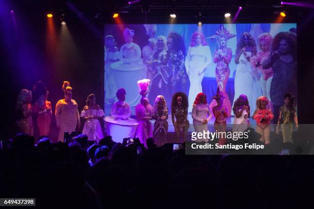 The Cast of Rupauls Dragrace Season 9 onstage durng "RuPaul's Drag Race" Season 9 Premiere Party & Meet The Queens Event at PlayStation Theater on...