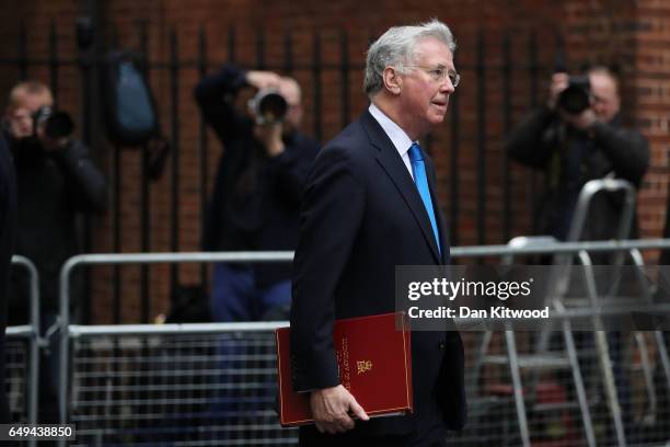 Sir Michael Fallon arrives for a Pre-Budget Cabinet meeting at Downing Street on March 8, 2017 in London, England. Today's Budget will be the last...