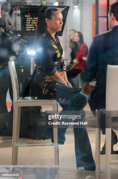 Singer Alicia Keys is seen on the set of the Today Show on March 7, 2017 in New York City.