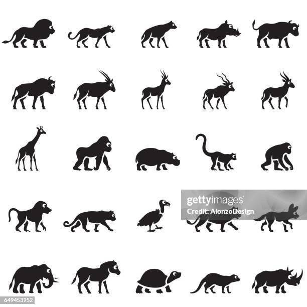 african animal icons - hyena stock illustrations