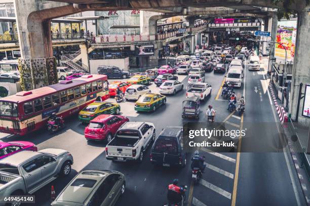 urban traffic - bangkok aerial stock pictures, royalty-free photos & images