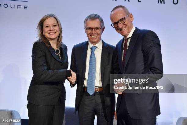 Mary T. Barra Chairperson and CEO of General Motors Company, Carlos Tavares Chairperson of the managing board of French car-maker Group PSA and Karl...