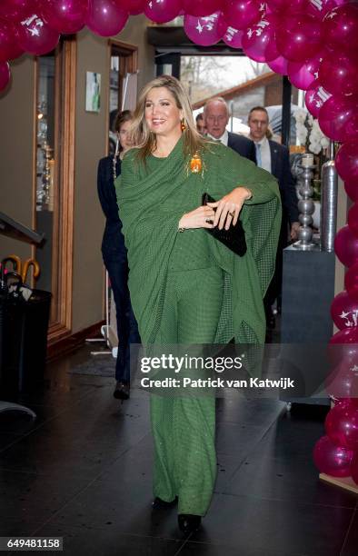 Queen Maxima of The Netherlands attends a meeting at Foundation Single Supermom on International Women's Day on March 8, 2017 in Amsterdam,...