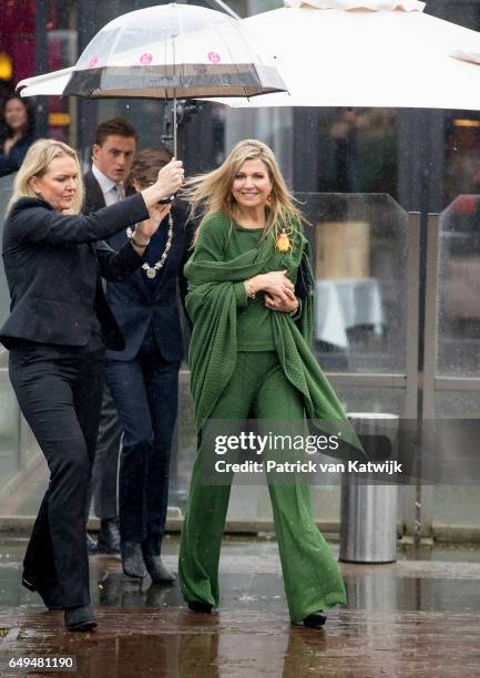 Queen Maxima of The Netherlands attends a meeting at Foundation Single Supermom on International Women's Day on March 8, 2017 in Amsterdam,...