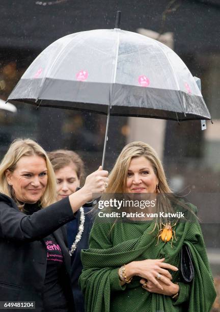 Queen Maxima of The Netherlands attends a meeting at Foundation Single Supermom on International Women's Day on March 8, 2017 in Amsterdam,...