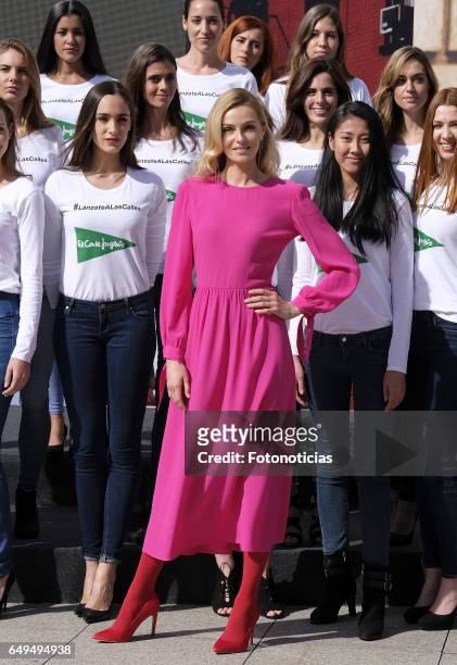 Model Valentina Zenlayaeva presents the new Corte Ingles 2017 spring campaign at the El Corte Ingles Serrano store on March 8, 2017 in Madrid, Spain.