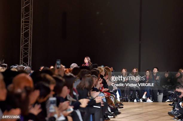Fashion designer Chitose Abe walks the runway during the Sacai Ready to Wear fashion show as part of the Paris Fashion Week Womenswear Fall/Winter...