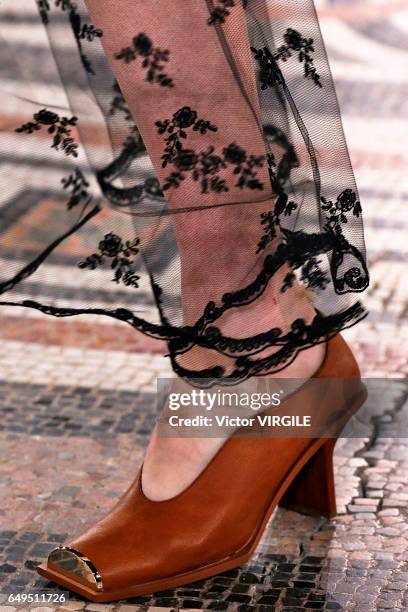 Model walks the runway during the Stella McCartney Ready to Wear fashion show as part of the Paris Fashion Week Womenswear Fall/Winter 2017/2018 on...