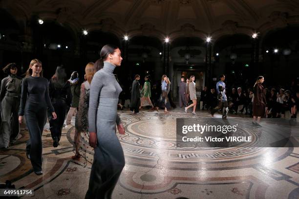 Model walks the runway during the Stella McCartney Ready to Wear fashion show as part of the Paris Fashion Week Womenswear Fall/Winter 2017/2018 on...