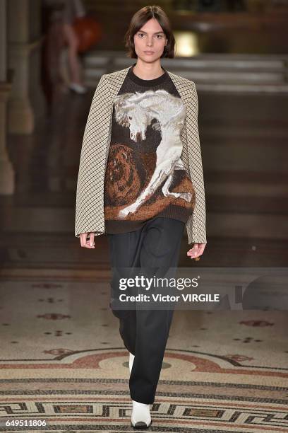 Model walks the runway during the Stella McCartney Ready to Wear fashion show as part of the Paris Fashion Week Womenswear Fall/Winter 2017/2018 on...