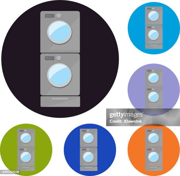 stackable washer and dryer icon set - stackable stock illustrations