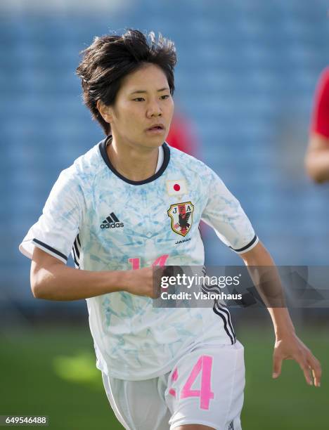 Yu Nakasato of Japan during the Group B 2017 Algarve Cup match between Norway and Japan at the Estadio Algarve on March 06, 2017 in Faro, Portugal.