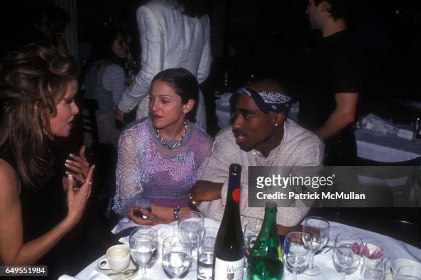 Raquel Welch, Madonna and Tupac Shakur at the Interview Magazine party in March 1, 1994 in New York City.