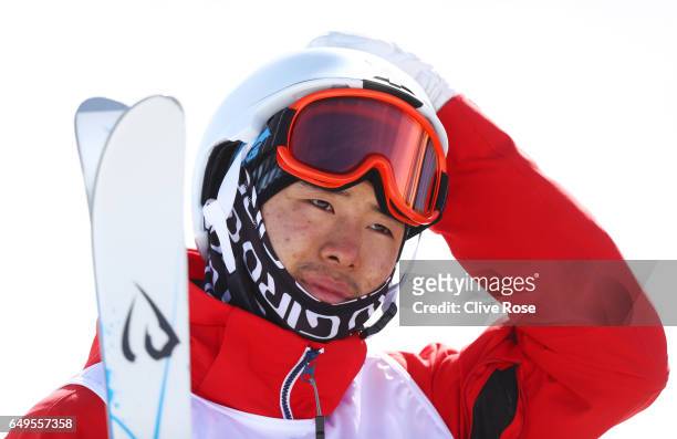 Ikuma Horishima of Japan looks on during the Men's Moguls big final on day one of the FIS Freestyle Ski & Snowboard World Championships 2017 on March...
