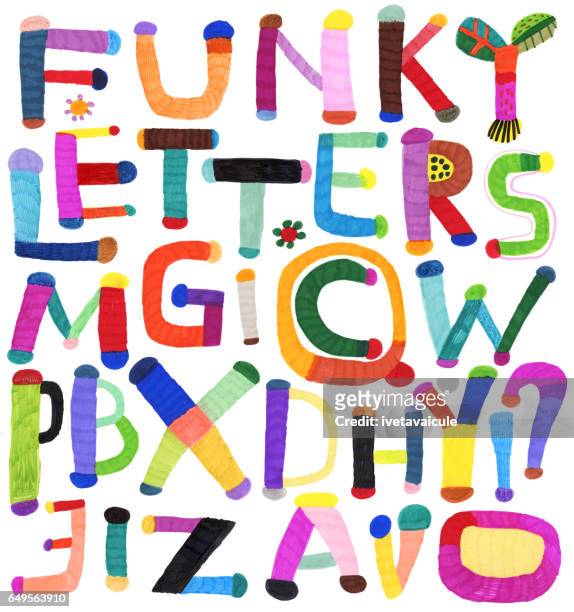 illustrazioni stock, clip art, cartoni animati e icone di tendenza di alfabeto delle lettere funky - lettera k