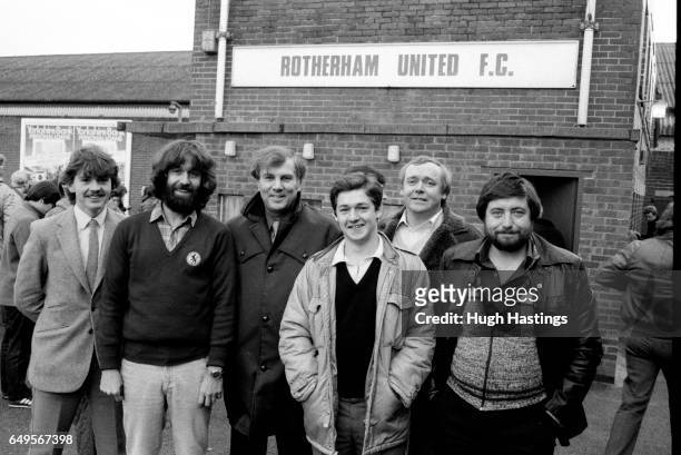 Group of Chelsea lottery ticket sellers outside the ground before the Football League Division Two match between Rotherham United and Chelsea at...