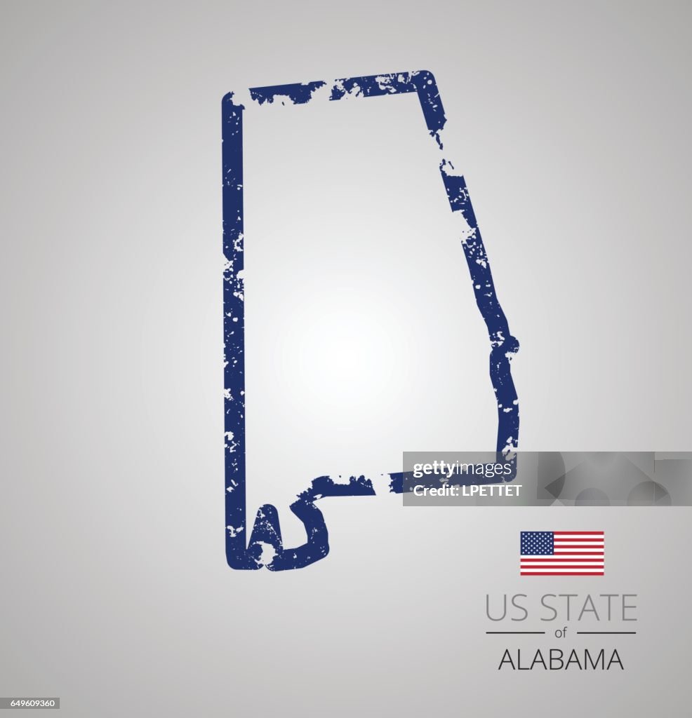 Alabama State Grunge Outline