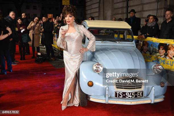 Dame Joan Collins attends the World Premiere of "The Time Of Their Lives" at The Curzon Mayfair on March 8, 2017 in London, England.