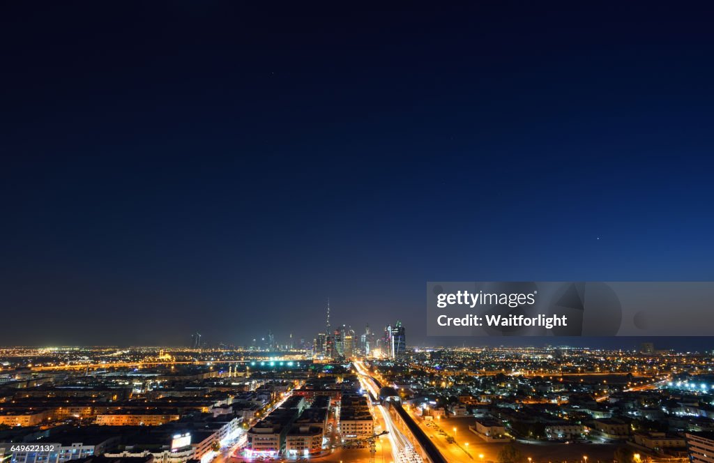 Skyline of Dubai at night