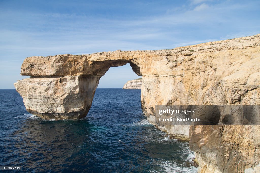 The Azure Window, a limestone natural arch on the island of Gozo in