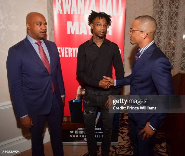 Kwanza Hall, 21 Savage and T.I. Attend a Private Dinner Supporting candidate Kwanza Hall at the Georgian Terrace Hotel on March 7, 2017 in Atlanta,...