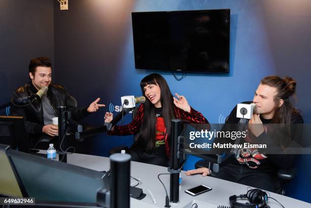 Musicians Neil Perry, Kimberly Perry and Reid Perry of The Band Perry visit at SiriusXM Studios on March 8, 2017 in New York City.