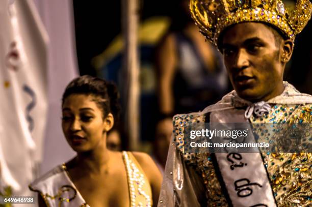 carnaval brasileño. desfile de la samba de la escuela água na boca en avenida princesa isabel, en ilhabela, brasil, el 28 de febrero de 2017. - água fotografías e imágenes de stock