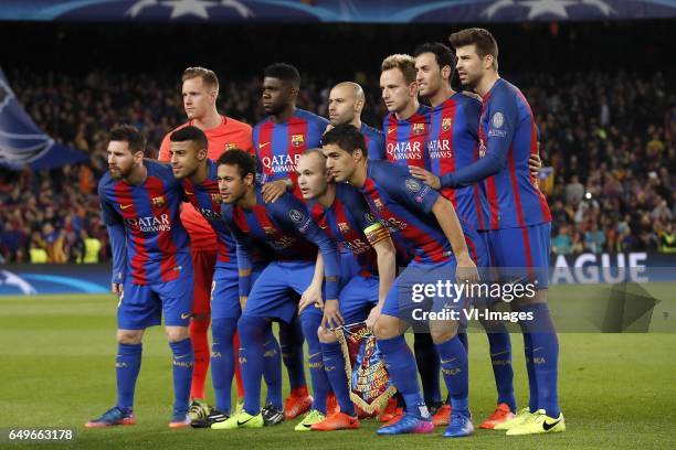 Goalkeeper Marc-Andre ter Stegen of FC Barcelona, Samuel Umtiti of FC Barcelona, Javier Mascherano of FC Barcelona, Ivan Rakitic of FC Barcelona,...