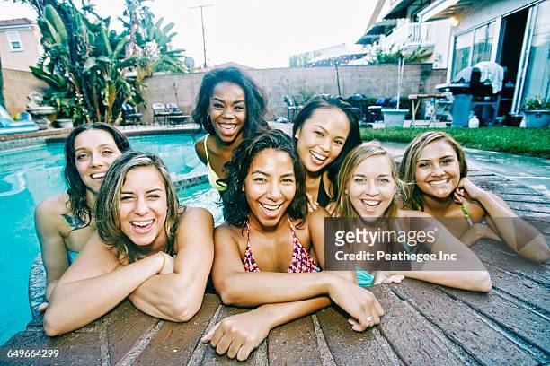 women relaxing in hot tub - hot tub party stock pictures, royalty-free photos & images