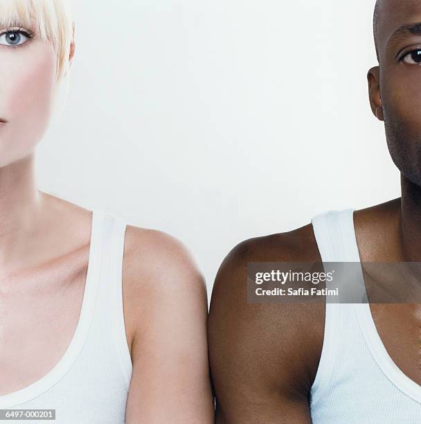 black man and white woman - symmetry imagens e fotografias de stock