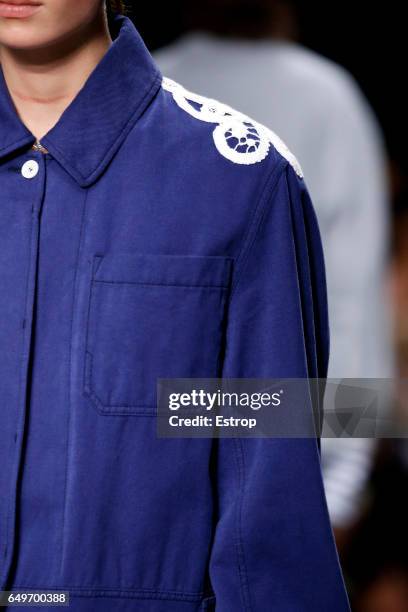 Cloth detail at the runway during Burberry show at the London Fashion Week February 2017 collections on February 20, 2017 in London, England.