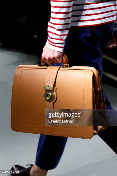 Bag detail at the runway during Burberry show at the London Fashion Week February 2017 collections on February 20, 2017 in London, England.